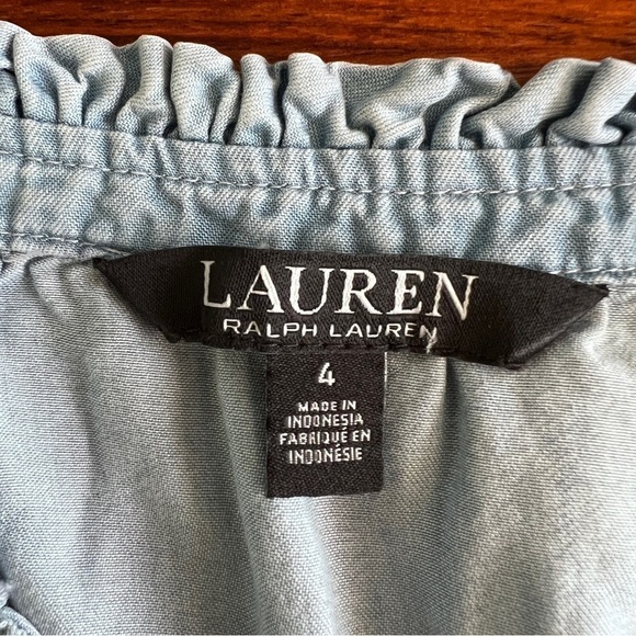 Lauren Ralph Lauren Women's Belted Waist Ruffle Denim Midi Dress Blue Size 4 - Picture 12 of 15
